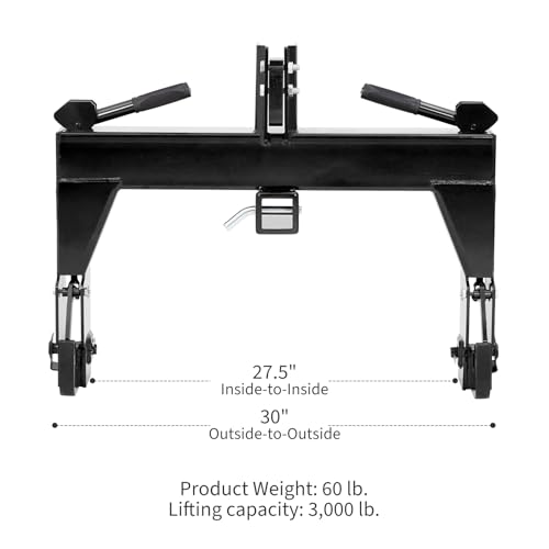 Garvee Black 3-Point Quick Hitch Category 1 Tractor Implement Adaption, No Bushings Required, Green Powder Coat, 3000 LB Lift Capacity