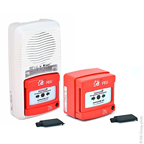 MB Security - Batterie, Montage de 1 Tableau Alarme Incendie Type 4 Flash + 1 déclencheur Manuel (11201+11206)