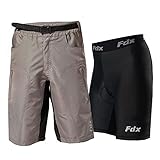 FDX Radfahr-Shorts für Mountainbike und Geländefahrten, Innenfutter, antibakteriell, gepolstert S Schwarz