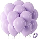 Bezente Pastel Purple Latex Party Balloons - 100 Pack 12 inch Round Helium Lavender Light Purple Lilac Balloons for Easter Wedding Bridal Shower Bachelorette Birthday Princess Party Decorations