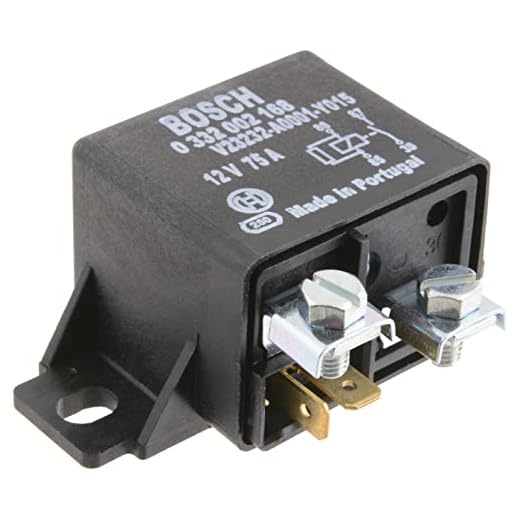 Bosch 0332002168 effektrelä 12V 75A, IP5K4, driftstemperatur från -20° C till 100° C, stängningsreläer, 4 stift