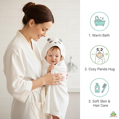 Image of Ultra-Soft Baby Hooded Towel - Coral Velvet Wrap Your Little One in Softness and Joy, Hypoallergenic & Super Absorbent Bath Wrap for Newborns & Toddlers | Cute Animal Design (0-5 Years)(White)
