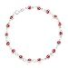 D Jewelry Red Guardian Eye Beads on 925 Sterling Silver Bracelet 7.5"