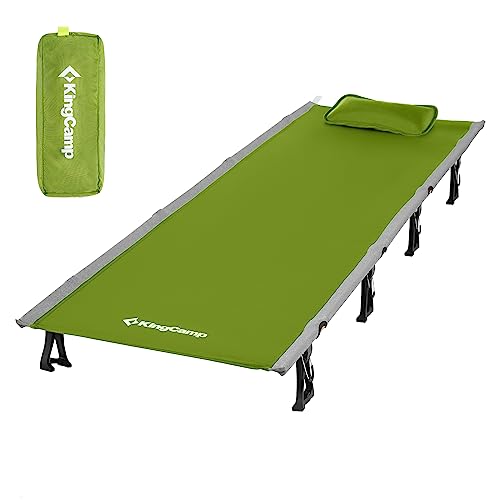 KingCamp Camping Cot, Folding Portable Heavy Duty Ultralight Cots for Adults Camping Tent Hiking Backpacking Mountaineering Travel Indoor Outdoor Indoor Base Camp with Pillow, Support 265 Lbs.