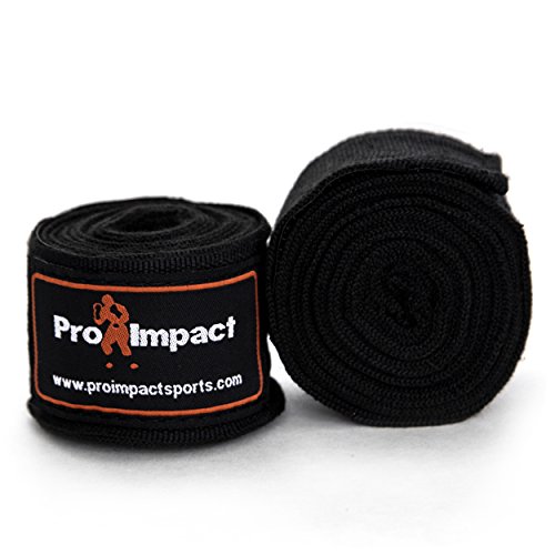 Pro Impact Mexican Style Boxing Handwraps 180" With Closure – Elastic Hand & Wrist Support For Muay Thai Kickboxing Training Gym Workout Or Mma For Men & Women - 1 Pair (Black) #TOP2