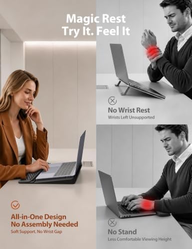 Vaydeer Laptop Stand with Wrist Rest, Ergonomic Laptop Wrist Support for Keyboard, Soft Memory Foam Wrist Pad for Desk, Carpal Tunnel Pain Relief for Typing Home Office