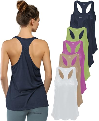 Image of Sexy Basics Women's Everyday Flowy Burnout Slub Racer Back Tanks | Active Workout Tops | Multi Packs & Colors