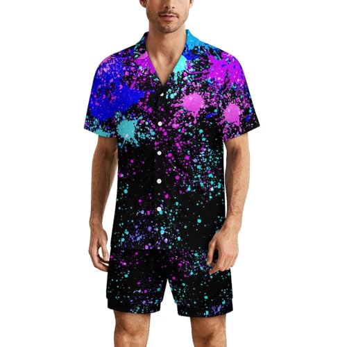 Pyjama 2 pièces pour homme à manches courtes imprimé éclaboussures