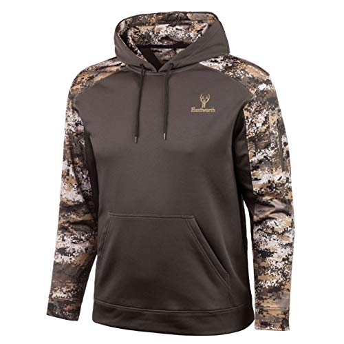 Huntworth Herren Men’s Heather Performance Fleece Hoodie Kapuzenpullover, Dunkelgrau/Störung, Medium Cover