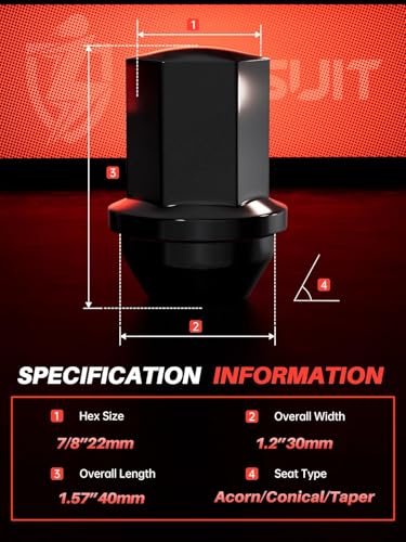 Image of Sposuit M14x1.5 Lug Nuts - Replacement for 2012-2018 Ram 1500, 2019-2024 Ram 1500 Classic - OEM Factory Style Closed End Black Lug Nut(20 Pcs)