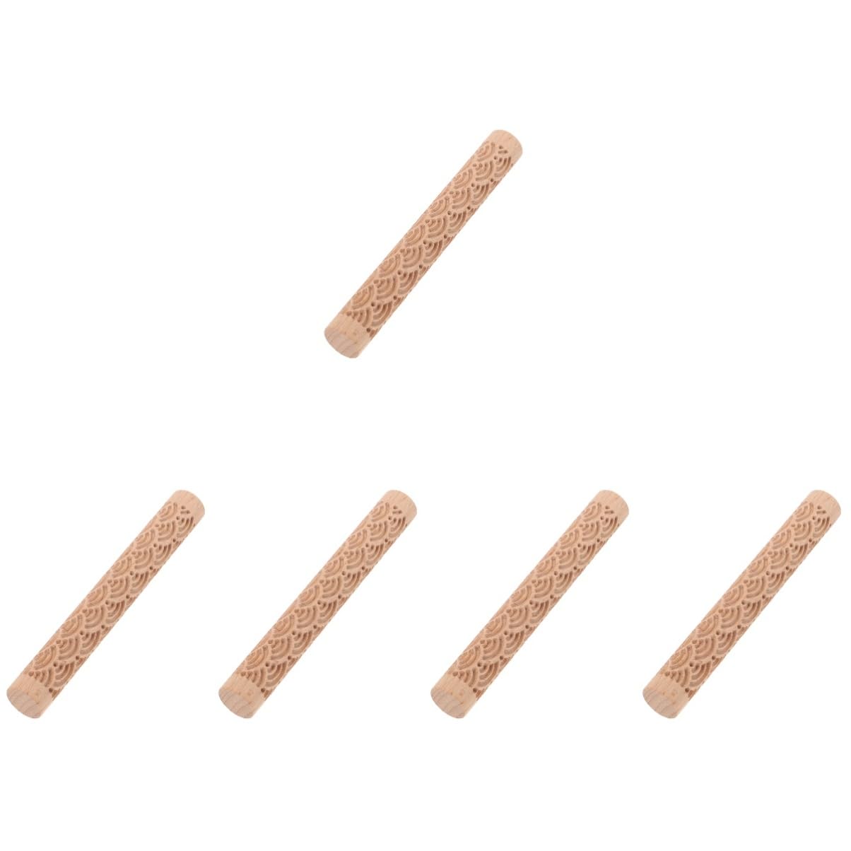 ABOOFAN Lot De 5 Rouleaux De Texture en Bois pour Poterie Et Argile Rouleau À Pâtisserie en Relief