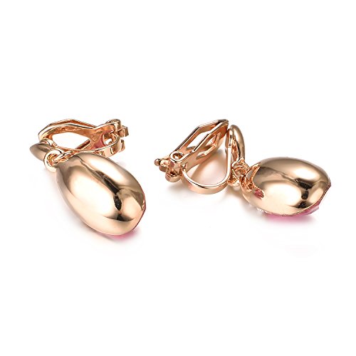 Yoursfs Clip On Earrings For Women Wedding Birdal 18K Rose/White Gold Plated Non Pierced Ears (Pink Clip-On Earrings) #TOP5