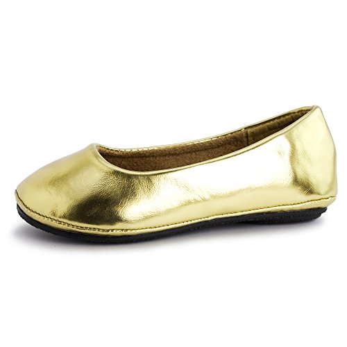 Kali Footwear Girl's Pala Jr. Round Toe Ballet Flat (Gold, 3)4