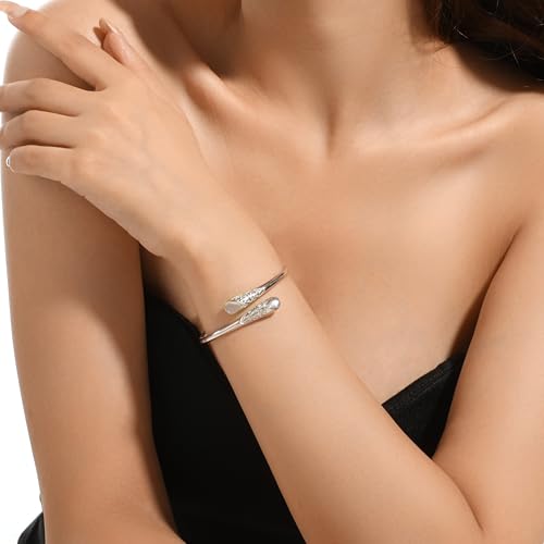 Natural Moonstone Bangle Bracelet For Women Real Moonstone Cuff Bracelet Adjustable Open Bangle Jewelry Gift for Valentine's Day Anniversaries Christmas4