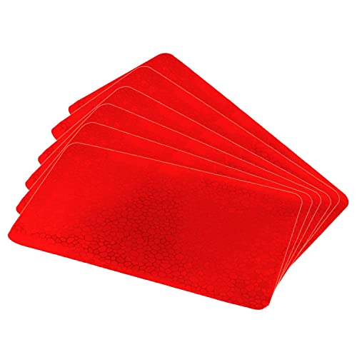 Kuber Industries Plate Design PVC 6 Pieces Dining Table Placemat Set (Red), CTKTC13778,Standard