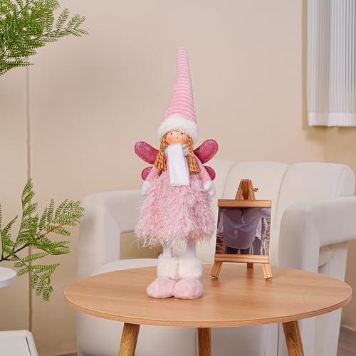 Dedrian11 Muñeca de ángel de tela hecha a mano, figura festiva de elfo con encanto caprichoso, adorno y regalo para mujeres, ideal para cumpleaños, decoración de árbol de Navidad y acento para el