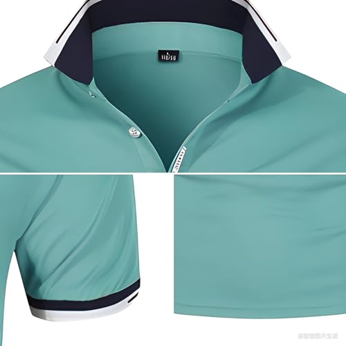 Transpirable Camiseta Po.lo Shirt Mc.Lar_en, Camisetas de Solapa de Ajuste Delgado, Hombre Tamaño King Po.lo Camisetas Outdoor, Tenis(Navy Blue,S)