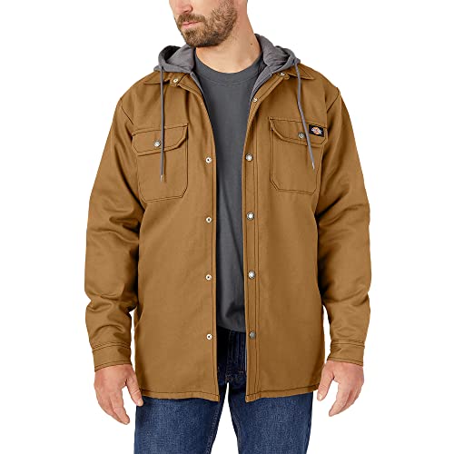 Image of Dickies Men's Fleece Hooded Duck Shirt Jacket With Hydroshield