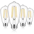 ASOMST 4-Pack Vintage Edison Bulbs 60W Equivalent, 850LM 6W LED Light Bulb Warm White 2700K, ST58 Filament Lighting E26 Base, Non-Dimmable