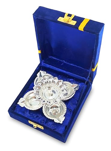 BENGALEN Diya with Blue Gift Box Panchmukhi Dia Oil Lamp Pooja Items Home Puja Decoration Diwali Gifts Traditional Handmade Indian Dhanteras Deepawali Upahaar