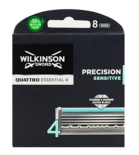 Wilkinson Sword - Quattro Titanium Sensitive - Lames de rasoir pour Homme - Pack de 8 lames