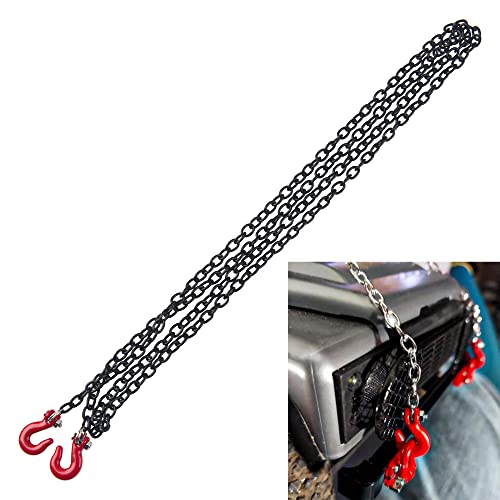 ShareGoo Mini Metal Trailer Chain with Tow Hook Decoration Accessories Compatible with Axial SCX10 HSP 94180 RC4WD D90 Traxxas TRX4 CC01 1/10 RC Crawle (Black)
