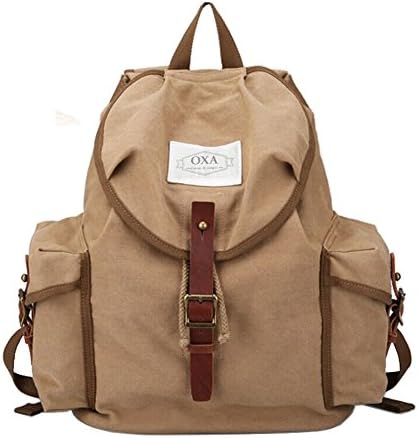 OXA Military Canvas Backpack Computer Bag Laptop Bag Daypack Rucksack College Bag School Bag Book Bag Satchel Bag Sports Bag Travel Bag Camping Bag Hiking Bag Gym Bag Outdoor Weekend Bag Khaki
