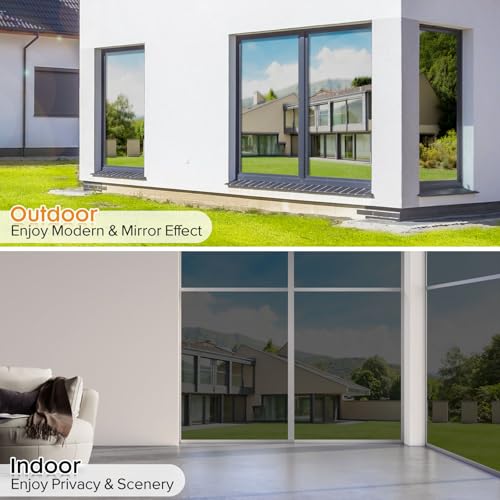 Image of LUTE One Way Window Tint for Home, Black Silver, 35.4 inch x 78.7 inch
