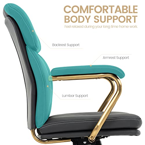 Mfd Living Home Office Chair, Modern Upholstered Mid-Back Pu Leather Task Desk Chair With Arms, Adjustable Rocking Swivel Computer Chair With Wheels (Dark Grey) #TOP1