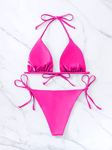 Image of Bikinis Swimsuit Set for Women Swimwear Triangle Bathing Suit Tie String Thong