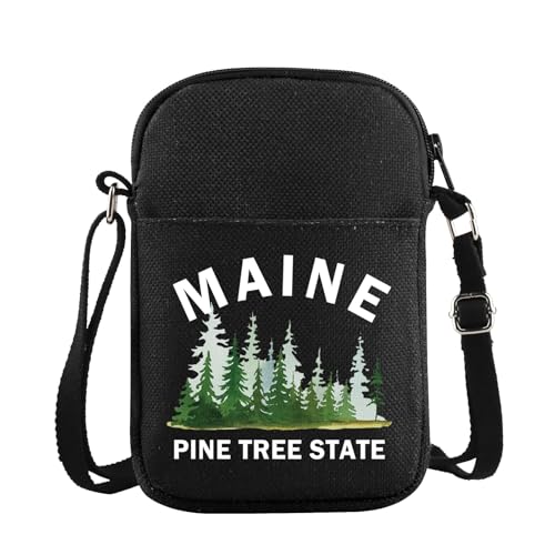JXGZSO Maine Pine Tree State Crossbody Bag Nature Hiking Maine Pride Gift Outdoor Enthusiast Gift Naturalist Gift