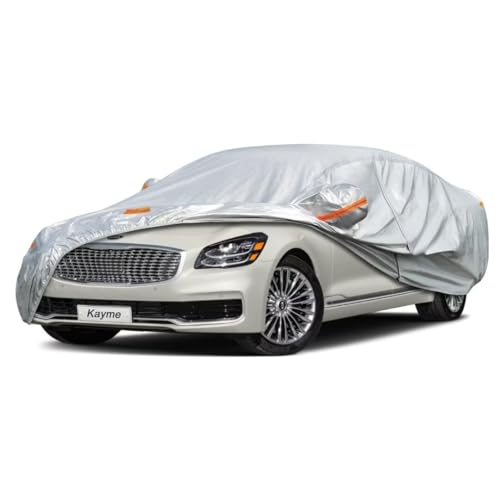 Kayme Sedan Car Cover Fit for Kia K900 (2015-2020) Automobiles All Weather Waterproof, Outdoor Cover Sun Rain Protection, with Lock and Zipper Door.Si