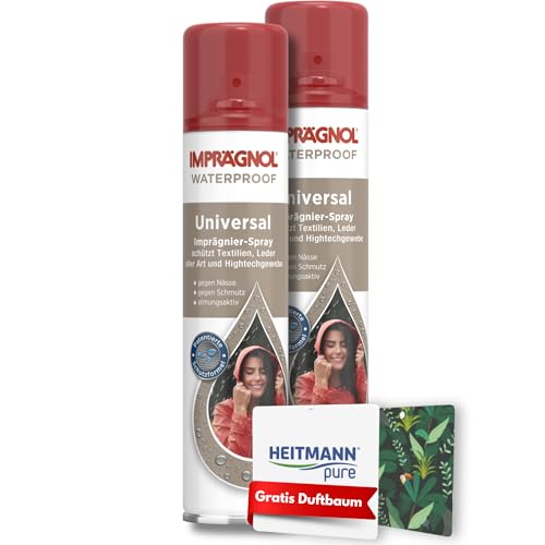 IMPRÄGNOL Universal Imprägnier-Spray | Wirksamer Schutz vor Nässe und Schmutz | Für Leder, Textilien & High-Tech-Gewebe | 2 x 400 ml + GRATIS-Duftbaum IMPRÄGNOL Universal Imprägnier-Spray | Wirksamer Schutz vor Nässe und Schmutz | Für Leder, Textilien & High-Tech-Gewebe | 2 x 400 ml + GRATIS-Duftbaum