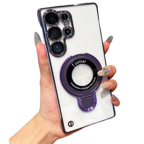 Coque acrylique transparente Samsung S22 Ultra avec support magnétique sans cadre