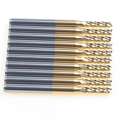 BERWENNY 10pc 3.175/2.4/10.5MM Carbide End Mills Milling Cutters Drilling Cutting Carbide Tools