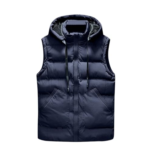 Chaleco Abrigador Sudadera Con Capucha Y Cremallera, Chaleco Acolchado, Chaleco For Correr, Prendas De Vestir Exteriores, Ligero, Sin Mangas, For Viajar Cazadora Acolchada(Blue,M)