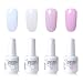 Elite99 Gel Nail Polish Set Soak Off UV LED Nail Art Kit 4 Colors with 20pcs Nail Polilsh Remover Wraps as Gift