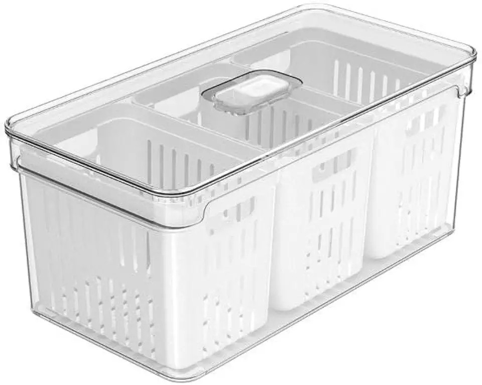 Ou Organizador de Geladeira com Cesto Triplo 5L Linha Clear Fresh