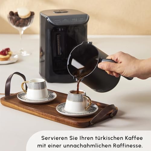 Miniatura 7 de Karaca Globe Tazas De Café Turcas Para 6 Personas, Servicio De Café De Porcelana, Tazas De Té, Expresso, Latte Classic, Türk Kahve Fincan , Café Turco