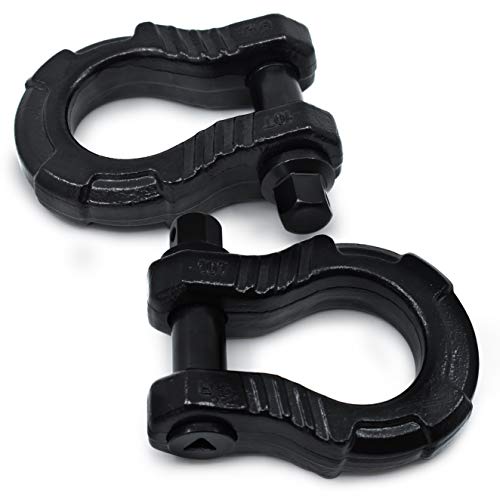 GearAmerica UBER Shackles with Anti Theft Lock (2PK) Black | 80,000 lbs (40T) Strength | Towing D-Rings + UBERLock Security Pin 7 8  + Washers | Connect Tow Strap or Winch Rope for Off-Road Recovery