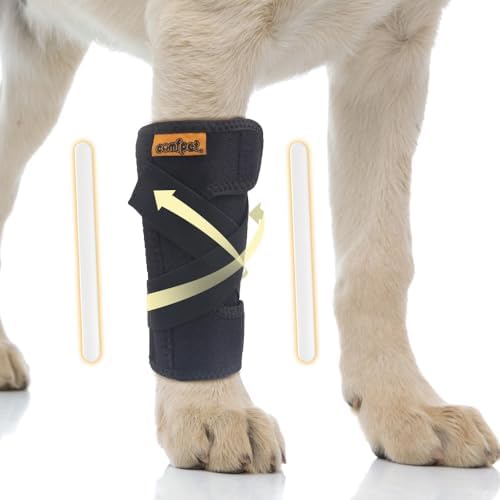 COMFPET Dog Front Leg Brace, Dog Leg Support Wrap with Metal Strips