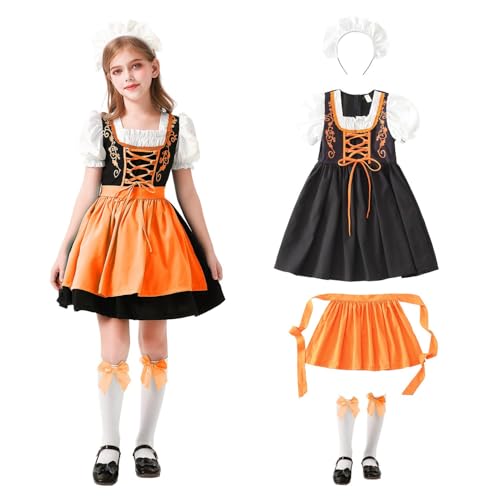 Robe Dirndl allemand fille costume bavarois avec tablier chaussettes