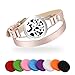Achort Pulseras de Aromaterapia Banda de Cuero Aceites Esenciales Difusor Pulsera Joyería Medallón de Acero Inoxidable con 8 Almohadillas de Fieltro Pulsera para Mujer Regalo Chica