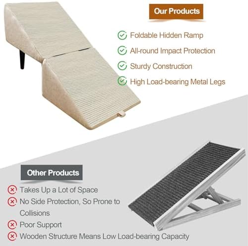 Folding Dog Ramp - 2-in-1 Pet Stairs & Ottoman for Couch & Bed, Lightweight & Portable Design, Ideal for Large & Small Dogs and Cats, Easy to Store