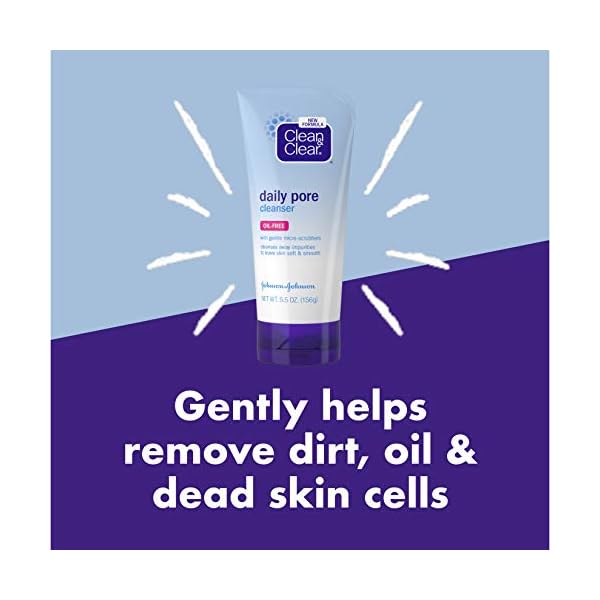 Clean-Clear-Daily-Pore-Facial-Cleanser-for-Soft-Smooth-Skin-Oil-Free-Acne-Face-Wash-for-Normal-Oily-Combination-Skin-Care-55-oz Clean & Clear Daily Pore Facial Cleanser for Soft, Smooth Skin, Oil-Free Acne Face Wash for Normal, Oily & Combination Skin Care, 5.5 oz