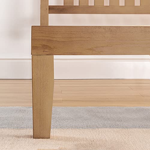 Mellow Marley 14 Inch Solid Wood Platform Bed with Paneled Headboard, Natural Pine, Full