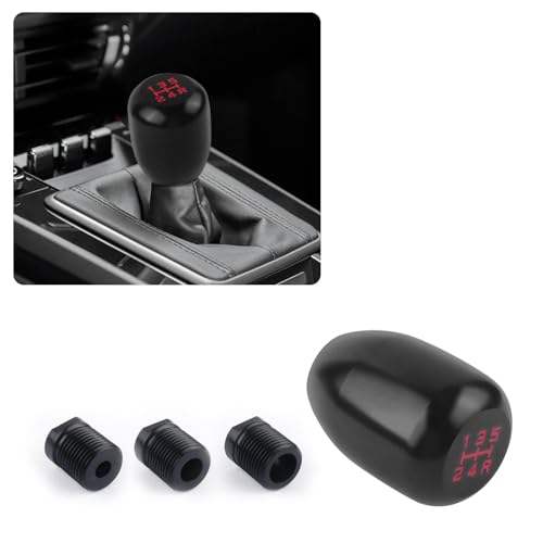 Car Gear Shift Knobs,Stylish Aluminum Alloy Manual Shift Knob 5 Speed for Car Decorations & Comfortable Touch,Universal Car Accessories Interior Stick Shift Knob with 3 Adapters (Black)