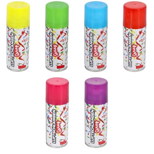 Lot de 6 sprays de couleur, 100 ml, pour carnaval, fête, décoration de fête, serpentins