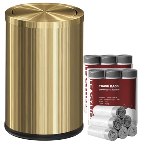 Caneca de basura dorada 2.4 gal con tapa y bolsas