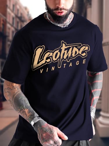 Image of LEOTUDE Men's Oversized Cottonblend Half Sleeve Printed Tshirt for Men | Men's Tshirt